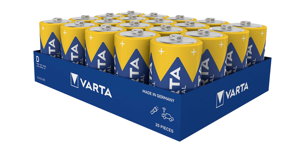 20 броя алкални батерии LR20 - D Varta Industrial Pro D