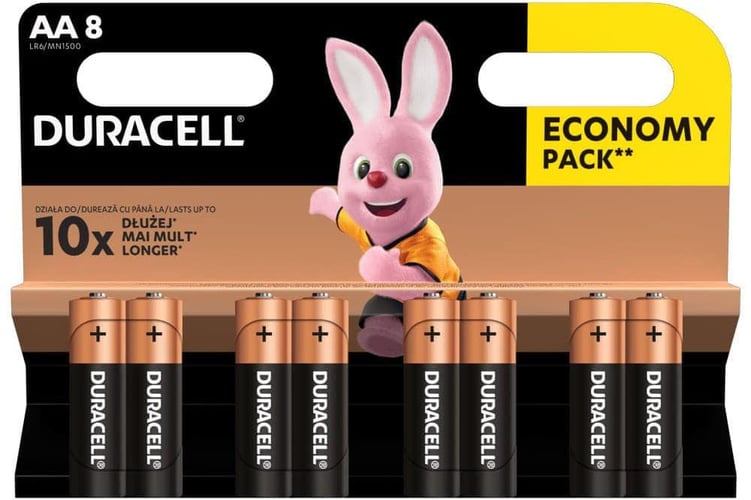 Алкални батерии АА Duracell Basic MN1500 AA - 8 броя