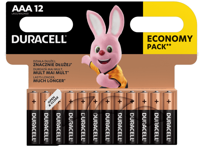 Алкални батерии ААА Duracell Basic MN2400 AAA - 12 броя