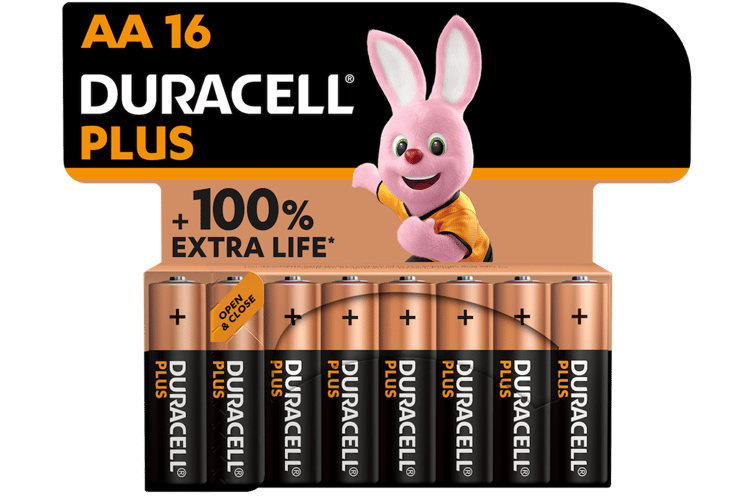 Алкални батерии АА Duracell Plus MN1500 AA - 16 броя