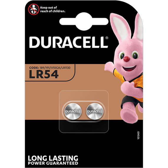 Алкални батерии LR54 - AG10 - LR1130 Duracell LR54 - 1.5V - 2 броя