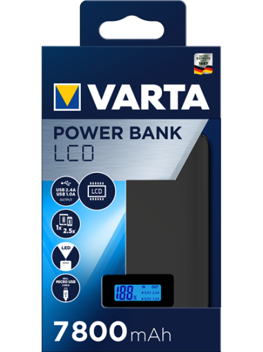 Външна батерия за телефон Varta Power Bank 7800 mAh с LCD