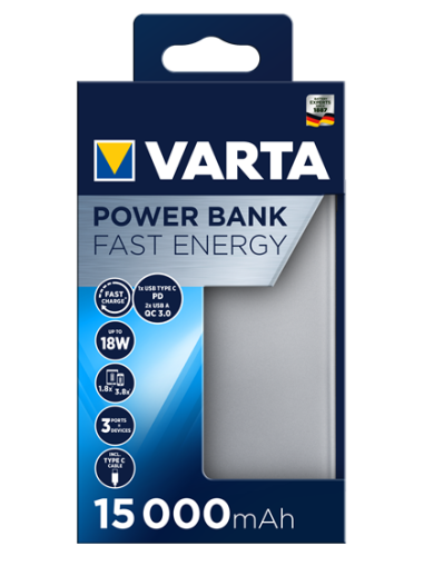 Външна батерия за бързо зареждане на телефон Varta Fast Energy 15 000 mAh
