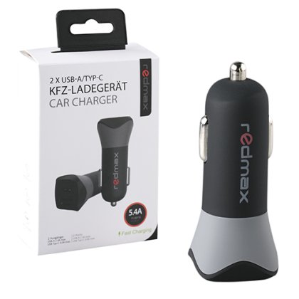 Двоен мини USB адаптер за кола 1 x 2.4A + 1 x 3.0A USB Type C