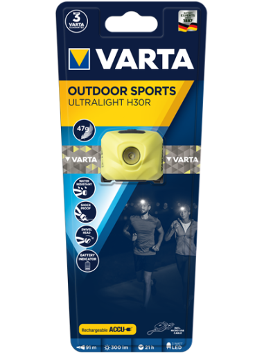 Акумулаторен челник за глава Varta Outdoor Sports Ultralight H30R - лайм