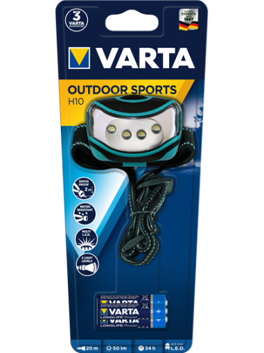 Челник за глава Varta Outdoor Sports H10 LED с 3 батерии AAA