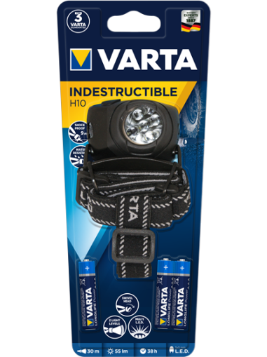 Челник за глава Varta Indestructible H10 с 3 батерии ААА
