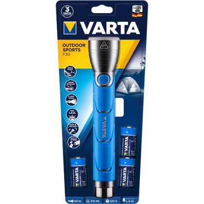 LED фенер Varta Outdoor Sports F30 с 3 батерии LR14
